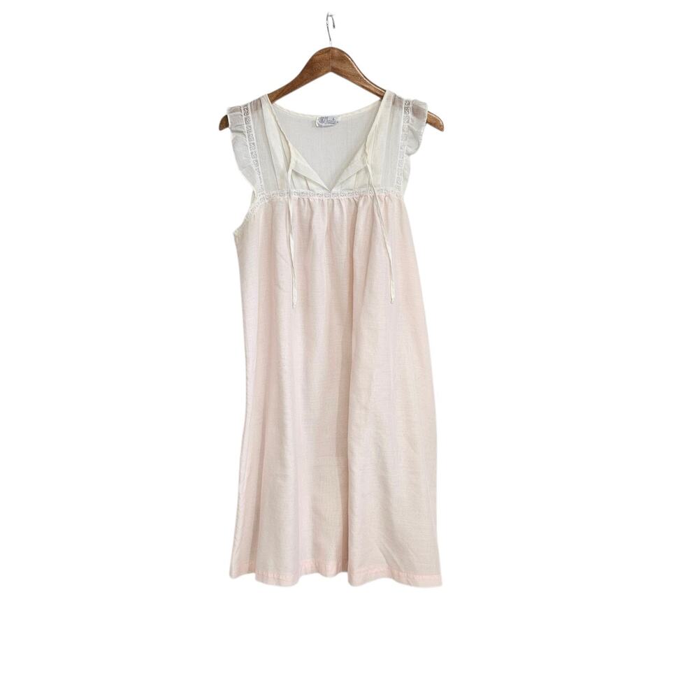 Vtg Character Pink Semisheer Sleeveless Lightweight Cottagecore Nightgown Medium